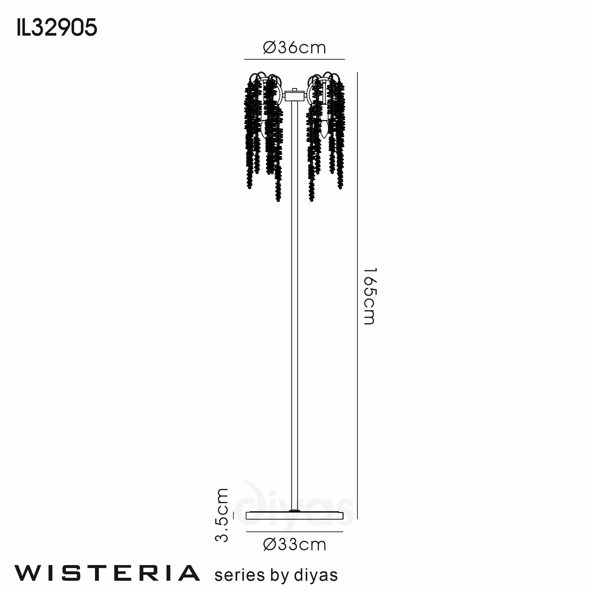 IL32905  Wisteria 165cm Floor Lamp 4 Light Polished Nickel